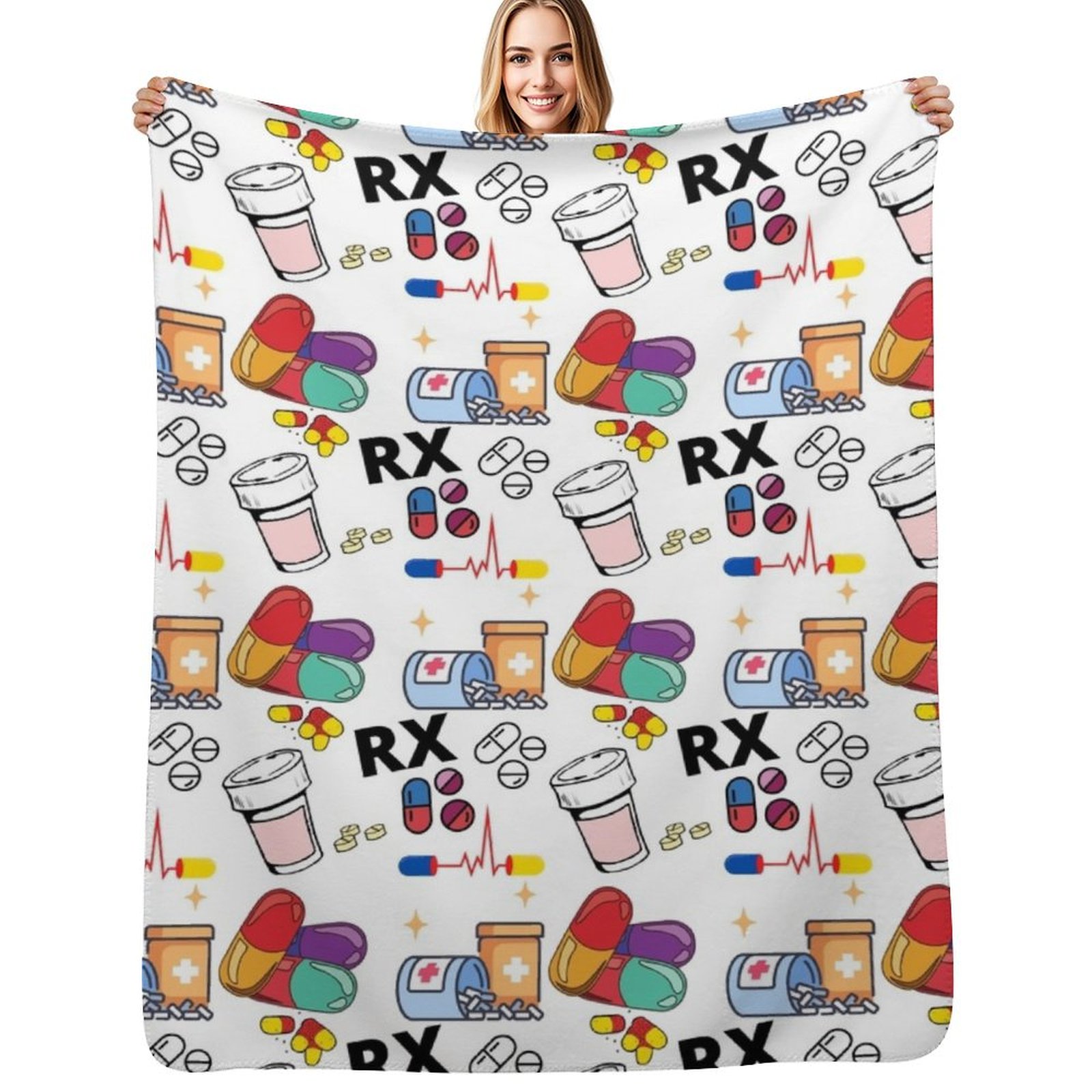 3D Printing In Pharmacy - Pharmacy Pattern Pills RX Throw Blanket