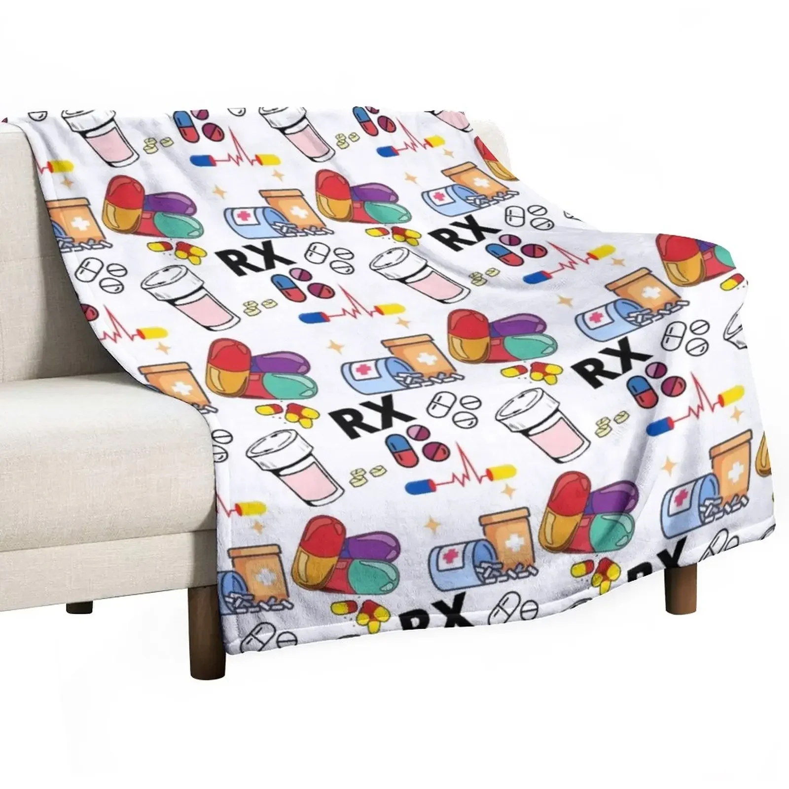 3D Printing In Pharmacy - Pharmacy Pattern Pills RX Throw Blanket