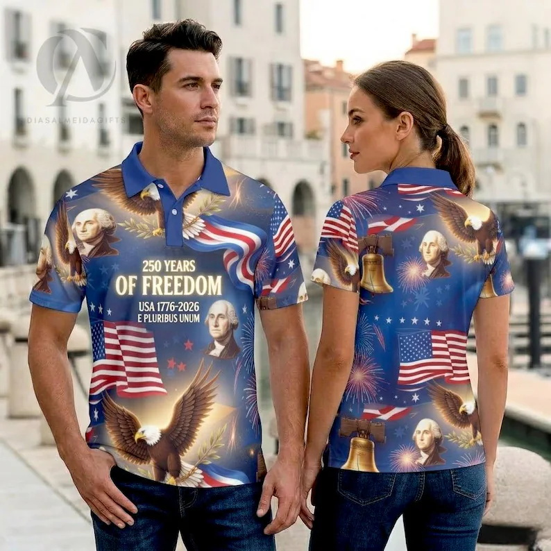 Mens Patriotic Golf Polo Shirt - 3D Printing Eagle recension och pris